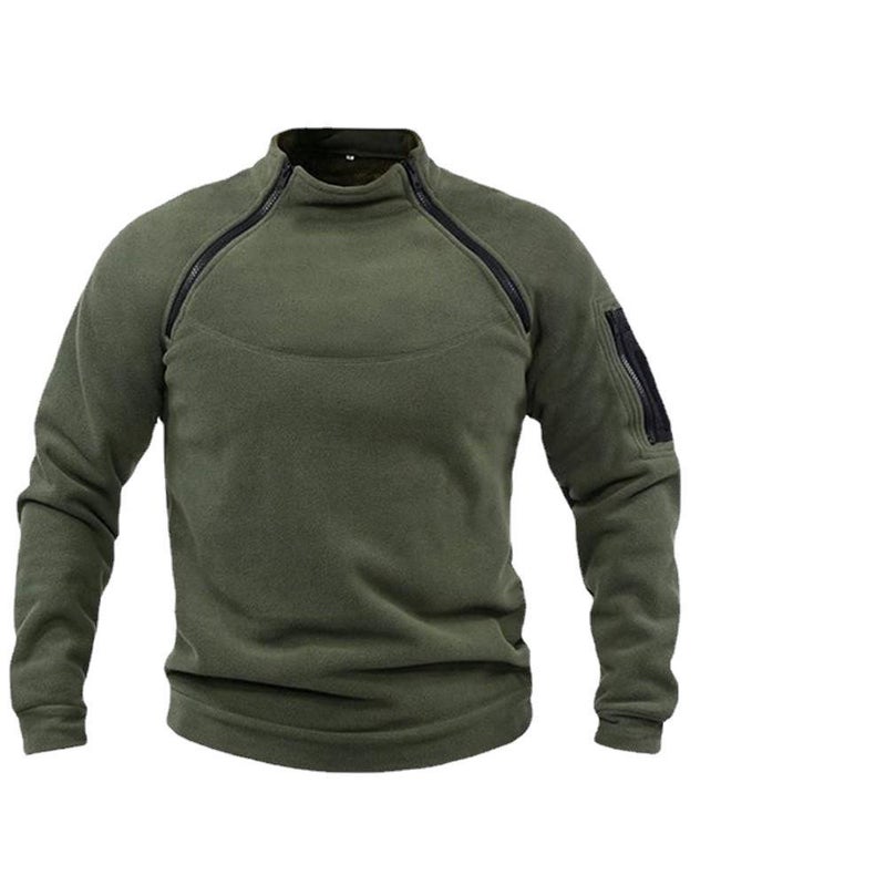 Stand Collar Men'S Sweater Loose Solid Color Outdoor Warm Breathable Tactical Men'S Top - Image 2